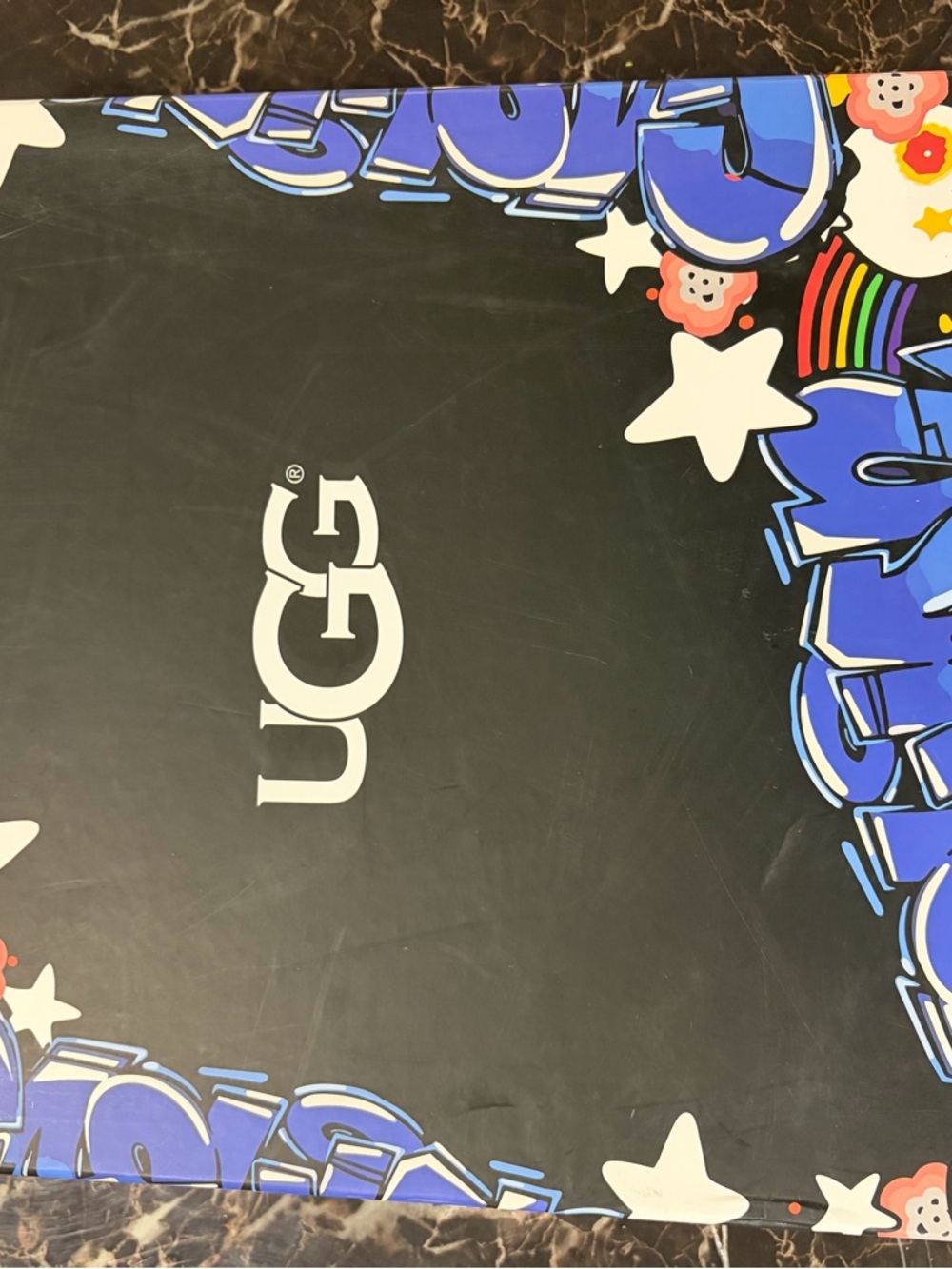 UGG Black Knit Mid-Calf Boots with Multicolor Floral Applique. Limited edition - Picture 9 of 10